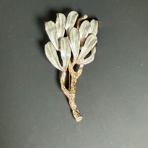 Vintage Pastelli Two Tone Floral Branch Brooch Gold Silver Tone 2.5" Pin